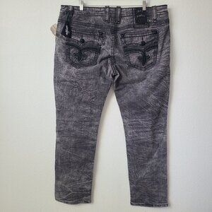 Rock Revival Mike Biker Denim Jeans Size 42x34 Gray
